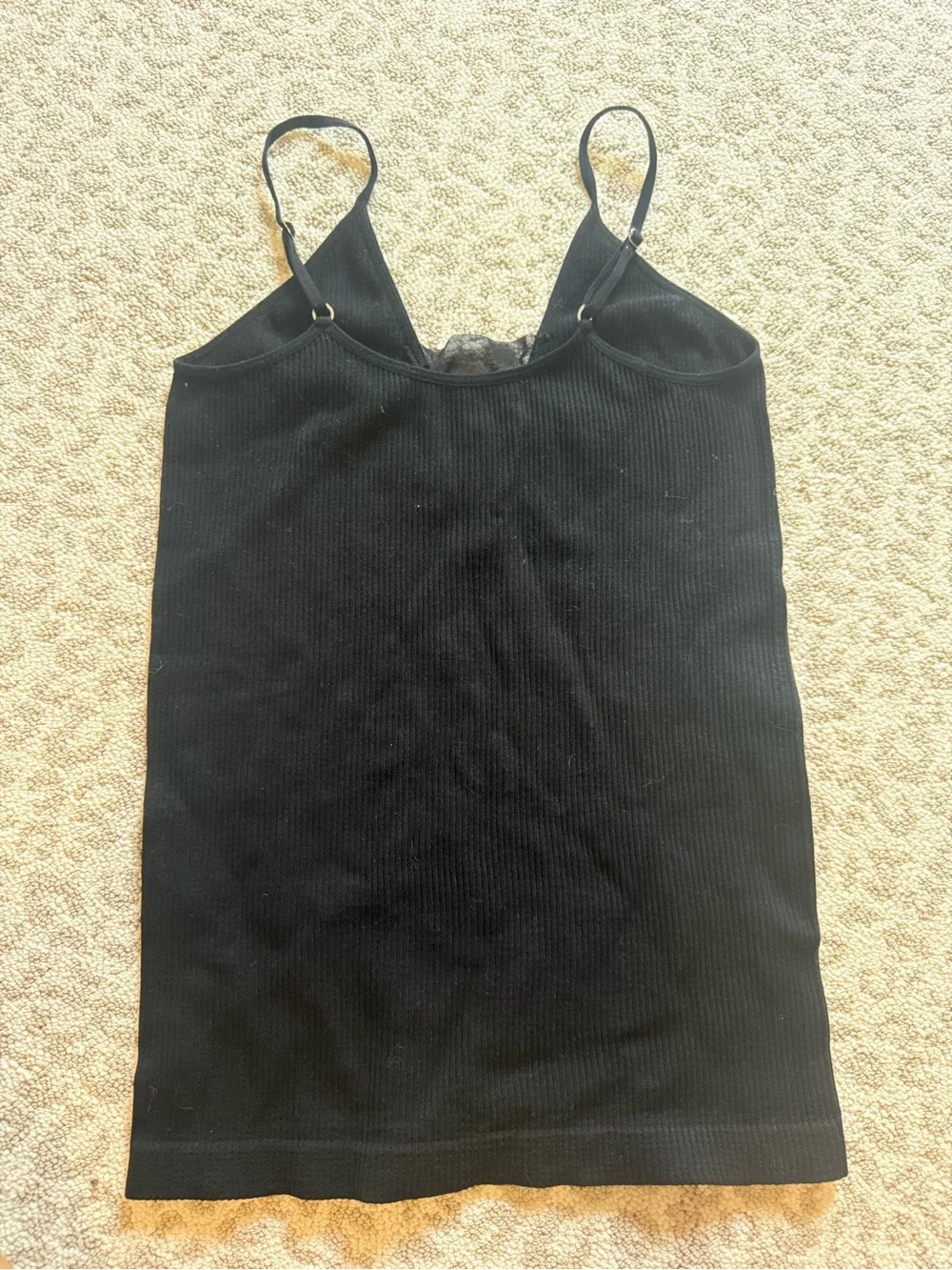 Free People Intimately Black Seamless Ribbed V-Neck Cami Tank M/L